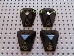 LEGO 4 x Keilstein Cockpit Pyramide 47757  4x4 schwarz Sticker EXO-Force grün - Bild 1 von 1
