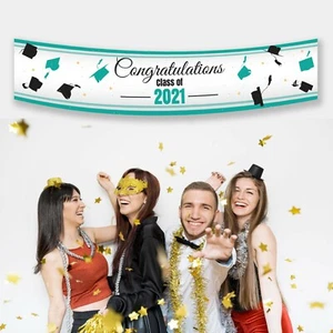 Personalised Class Congraulations Graduation Hat Cap Party Decoration Banner - Picture 1 of 6