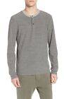James Perse Men's Paver Pigment Gray Micro Stripe Long Sleeve Henley T-Shirt