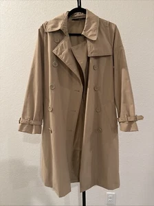 Norma Kamali Women’s Double Breasted Trench Coat XS Designer Neutral Luxury - Picture 1 of 13