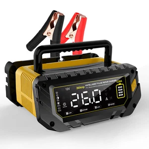 26 Amp Battery Charger, 6V/12V/24V Lithium LiFePO4 Lead Acid Smart Car Charger - Picture 1 of 12