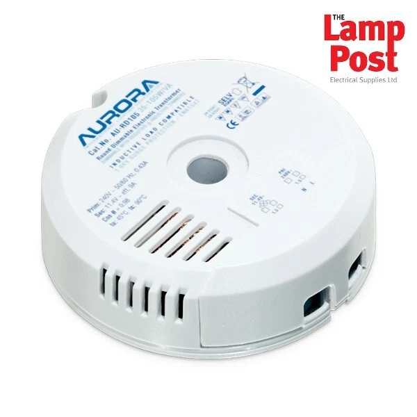 Aurora AU-RD105 35-105W/VA Round Dimmable Electronic Transformer - White - Image 1 of 1