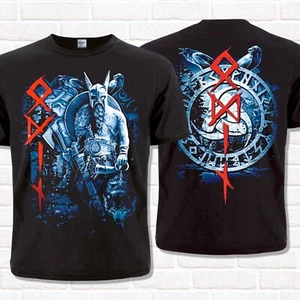 Viking style black T-Shirt Odin with Crows, Valknut. Asatru. Nordic tradition. - Picture 1 of 10
