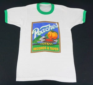 Vintage Peaches Records & Tapes ringer shirt fits modern small / medium classic - Picture 1 of 20
