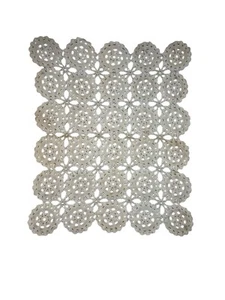 Tapete Hecho a Mano Algodón Crochet (Gancho de Acero) Off White Encaje y Estrellas 17,5 x 14 - Imagen 1 de 7