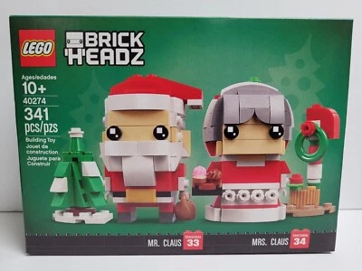 Lego BrickHeadz Mr. & Mrs. Claus Set (40274) Kit de Construcción 341 Piezas Juego Retirado Foto 1 de 4