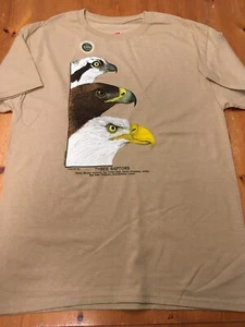 NEW Liberty Graphic Three Raptors Bird T-Shirt Nature M L XL Eagle Osprey Hawk - Picture 1 of 4