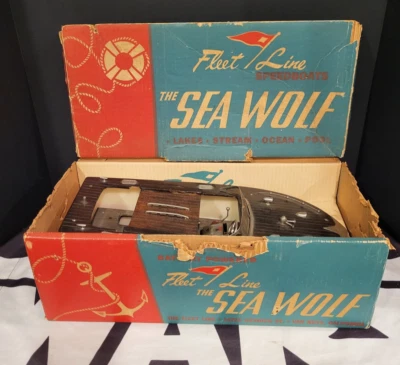 The Sea Wolf DARK 1950s 1960s Madera FLEET LINE De Colección Original JAPÓN Barco Foto 1 de 4