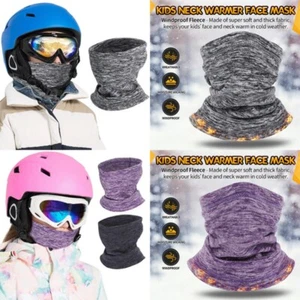 Kids Winter Neck Warmer Gaiter Cold Proof Bandana Thermal Scarf Fleece Face Mask - Picture 1 of 66
