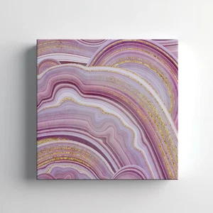 Marble Pink Gold Cut Canvas Print Wall Art, Stylish Home Decor Wall Hanging - Picture 1 of 12