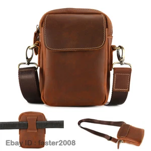 Herren Crazy Horse Echtleder Umhängetasche Schultertasche Handytasche Retro - Bild 1 von 26