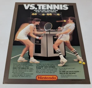 Vintage Nintendo VS Tennis Arcade Game Display Flyer Promo Promotional 1984 - Picture 1 of 6