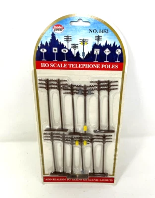 Model Power HO Scale Telephone Poles (12) Pack Factory Original Card #1452 - Image 1 of 2
