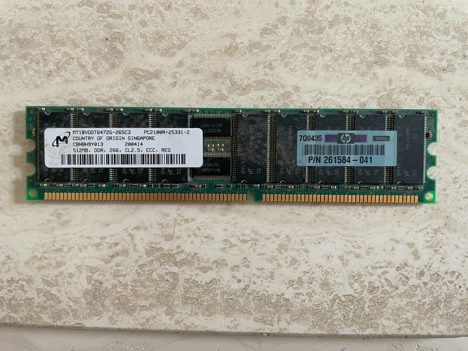 HP 1GB (2x512MB) PC2100R DDR-266 Registered DIMM (261584-041) - Image 1 of 1