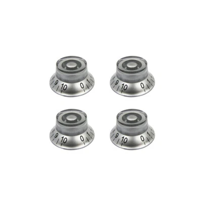 FLEOR 4PCS Silver Top Hat Volume Tone Speed Control Knobs for LP / SG Guitar - Image 1 of 4