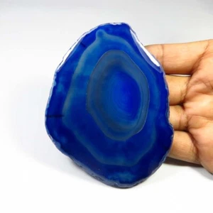 Natural Geode Agate Gemstone Slice 93x71mm Smooth Blue Cabs Slice 290Cts BS-1019 - Picture 1 of 11