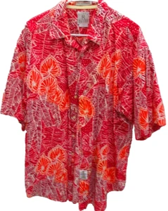 Arrow River Brand Hawaiian Shirt, S/S, XXL, Red & Orange w/Fronds - Picture 1 of 6