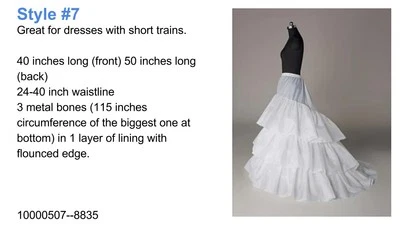 Falda interior larga blanca de crinolina/enagua con aros de línea A para boda Foto 1 de 4