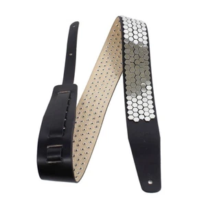 Perri's Flat Stud Leather Guitar Strap Black 2.5 in. - Picture 1 of 3
