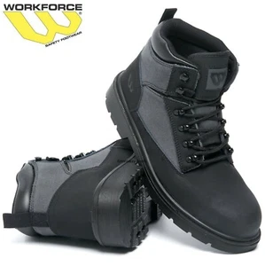 Mens Nubuck Leather Ankle Safety Boots Steel Toe Cap Work Boots Hiker Shoes Sz - Picture 1 of 3