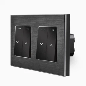 LUXUS-TIME 2 Rolladenschalter Rolladentaster m. Alu-Rahmen Schwarz - Picture 1 of 7