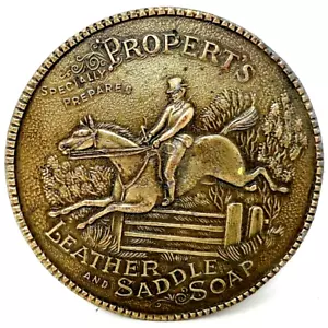 Properts Leather Saddle Soap Promo Belt Buckle Horse Rider Vtg 70s NE .DBD165 - Picture 1 of 9