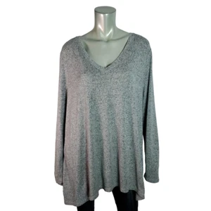 Lane Bryant Plush Knit Top Plus Size 22/24 Stretch Long Sleeve Casual Gray - Picture 1 of 5
