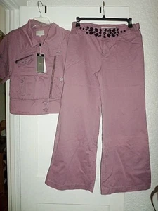 Cassidi Moto Jacket & Wide Leg Pant Outfit Sz L NWT - Picture 1 of 5