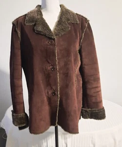 Leather Suede Fur Penny Lane Coat Womens Size XL - Picture 1 of 10