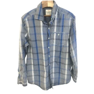 Camisa Tommy Bahama Jeans Azul A Cuadros Manga Larga Azul Abotonada Talla Mediana - Imagen 1 de 5