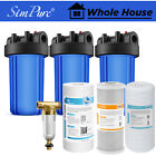 System wstępnego filtra wody w całym domu + 3-stopniowa 10" duża niebieska obudowa z wkładem