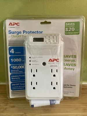 APC 4-Outlet Wall Surge Protector with Timer-Controlled Outlets, New/opened Box - Image 1 of 3