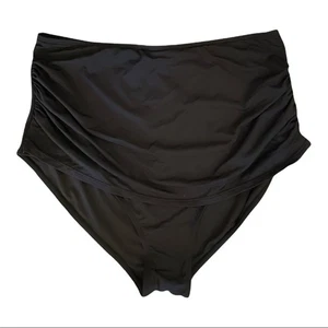 Shekini Black Ruched High Waisted Bikini Bottom X-Large NEW - Picture 1 of 2