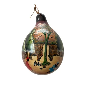 Vintage Hand-Painted Gourd Bowl – Thiam – African Folk  - Picture 1 of 3