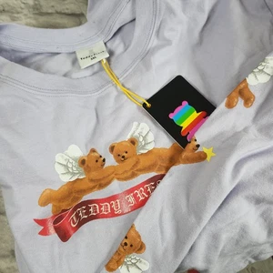 Camiseta recortada de manga larga Teddy Fresh Angel Bear para mujer 3XL púrpura nueva con etiquetas - Imagen 1 de 8