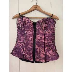 Y2K Bebe corsetto bustier fata gotico ritagliato pizzo orlo top M - Foto 1 di 8