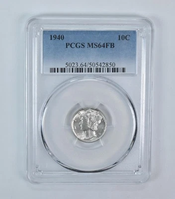 1940 Mercury Dime MS64 FB PCGS Blue Label - Image 1 of 4