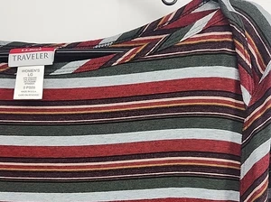 Camicia vintage LL Bean L multi righe cotone collo barca manica 3/4 costa preppy anni 90 - Foto 1 di 7
