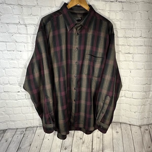 Pendleton Hemd Herren XL Zephyr Hemd feine Kammgarnwolle lila schwarz kariert - Bild 1 von 10