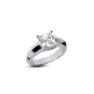 2 1/2ct F VS1 Princess Natural Diamond 950 Plat. Solitaire Engagement Ring - Picture 1 of 3