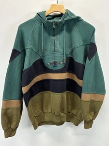 Vtg 90s Colorblock Hip Hop Hoodie Size X-Large 1/4 Zip Streetwear Pullover - Picture 1 of 6