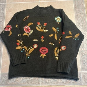 Cliche Damen Pullover Größe M Grün Blumenstickerei Wollmischung - Bild 1 von 15
