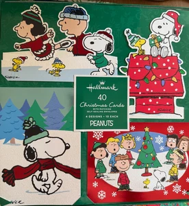 Hallmark Peanuts Snoopy 40 cartoline di Natale + buste (4 disegni) NUOVE - Foto 1 di 7