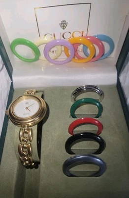Gucci Change Bezel 11/12 12 Colors Watch W/ Box & Papers Vtg 90's Needs Battery - Image 1 of 4