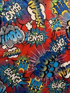 T-Shirt SMALL "Comic Book Noises" All Over Print 100% Poly T-Shirt - Picture 1 of 3