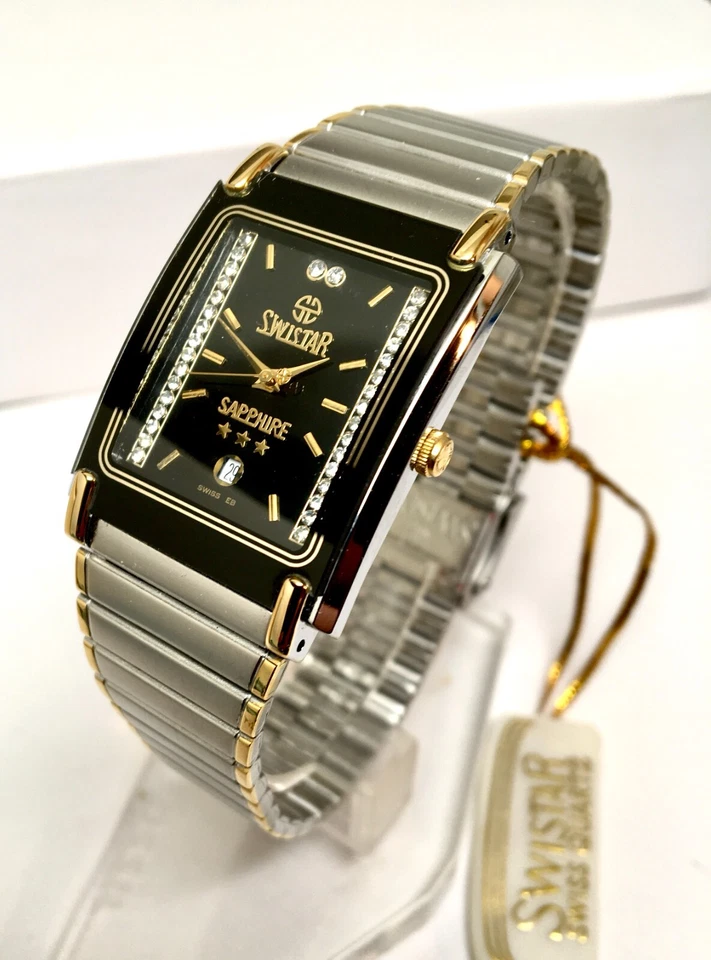 Reloj Swistar 959583m Hombre Precisión Cuarzo Esfera Negra y Dos Tonos Plateado Foto 1 de 4