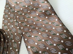 Albertini Mens Tie Hand Made Bronze Metallic Wedding Ring Graphic Print - Picture 1 of 4