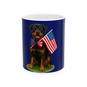 Patriotic Rottweiler Mug – Born to Be Free Dog Lover Gift - Picture 1 of 16