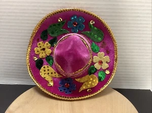 SOMBRERITOS “SALAZAR”-MEXICCAN DOLL/PET HAT-PINK COLORFUL - Picture 1 of 6