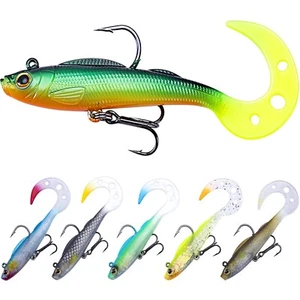 Soft Fishing Lures, Pre-Rigged Jig Head Swimbaits for Bass Fishing, 6Pcs Padd... - Picture 1 of 6